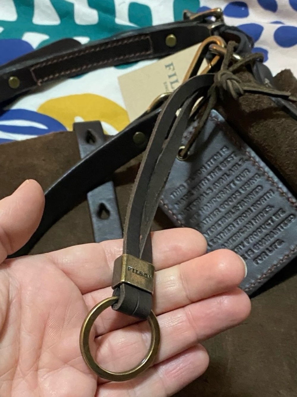 Filson Suede Top Handle Tote Bag in Dark Brown - Picture 14 of 15